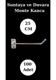 Resim 100 Adet 25 Cm Suntaya Kanca Duvara Monte Kanca Çok Amaçlı Kanca Krom 