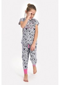 Resim Looney Tunes Lisanslı Bugs Bunny Karmelanj Kız Çocuk Kısa Kol Pijama Takımı 5274-26627 Kar Melanj 