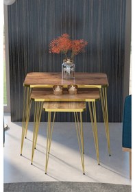 Resim Zigon Sehpa Kr Gold Ceviz Tel 