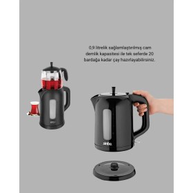 Resim İntora Çaycı Cam Demlikli 1800W Güçlü ve Sıcak Tutmalı Elektrikli Çay Makinesi 
