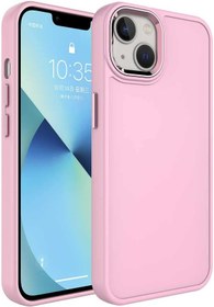Resim Zore Apple için uyumlu iPhone 14 Plus Kılıf Metal Çerçeve ve Buton Tasarımlı Sert Zore Botox Kapak Pembe Açık 