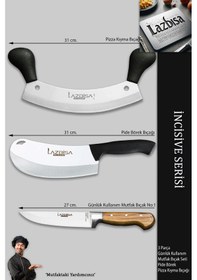Resim İncisive Serisi Mutfak Bıçak Seti Pizza Börek Et Bıçağı Mft-763 Ahşap - Siyah 