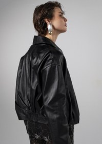 Resim Valmenti Kadın Hakiki Deri Siyah Bomber Ceket VLM6149 - XL 