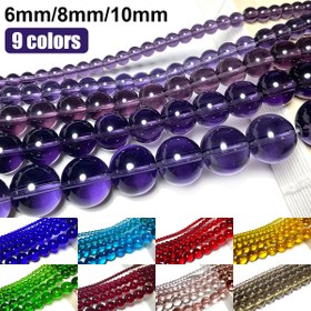 Resim 6/8/10mm Renkli Şeffaf Cam Boncuk Zinciri El Yapımı Kendin Yap Bileklik Ayak Bileziği Kolye Süslemeleri 