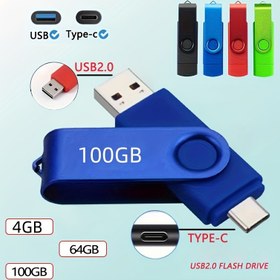 Resim USB C Bellek Çubuğu 100GB/64GB/4GB Çift Tip-C, Android Akıllı Telefonlar ve Tabletler için Yüksek Hızlı Çift Arayüzlü Type-C 2'si 1 Arada USB 2.0 Flash Sürücü 