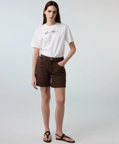 Resim Kahverengi Kuşaklı Mom Fit Non Denim Şort Is1260013072074 | Ipekyol - Kahverengi / 36 
