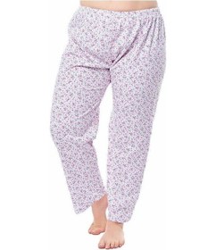 Resim Seher 3'lü Kadın Tek Alt Pijama Çiçek Desenli Kışlık Battal Boy 