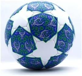 Resim TECHCG Champions Leagu Tasarımı Dikişli Futbol Topu, 5 Numara 480 Gram Top İğnesi Hediye Mavi 