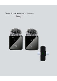 Resim Beta Moda Hub Vlog Podcast Ve Röportajlar İçin Kablosuz Çift Yaka Mikrofon 