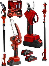 Resim SCHUTZENGER 968 Vf 20 Ah 10 Pilli 2 Akülü Şarjlı Ağaç Dal Kesme Budama Makası Testere 2 Makina Teleskopik Uyumlu 