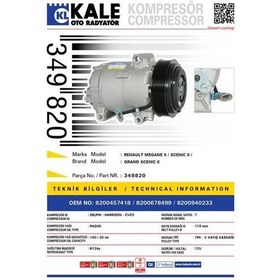 Resim KALE 349820 KLİMA KOMPRESÖRÜ MGN II-GRAND SCENIC II 1.9 DCİ-2.0 K 