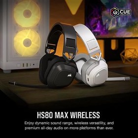 Resim Corsair HS80 MAX Bluetooth'lu Kablosuz Çok Platformlu Oyun Kulaklığı - Dolby Atmos - Yayın Kalitesinde Mikrofon - iCUE Uyumlu - PC, Mac, PS5, PS4, Mobil - Beyaz 