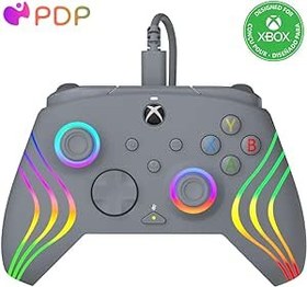 Resim PDP AFTERGLOW XBX WAVE WIRED Controller GREY Xbox Series X|S, Xbox One için, Resmi Lisanslı 