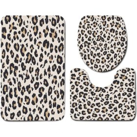 Resim DouranShop Çikolata Tarzı 3 Adet Tuvalet Paspas Seti Leopar Baskı Giriş Kapısı Paspası Banyo Paspasları Koridor Için Banyo Ürünleri Toilettes Aksesuarları Ev Halısı (Yurt Dışından) 