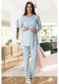 Resim Mecit Pijama Mecit 5414 Mavi Lohusa Pjama Takımı 