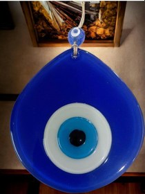 Resim Mavi Nazar Boncuklu Mavi Renk Nazar Boncuklu Damla Desen El Yapımı Duvar Süsü 