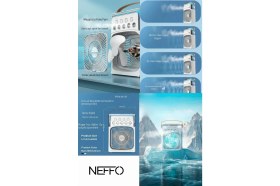 Resim Neffo 600 ml Su Tanklı Buharlı Serinletici Fan | Taşınabilir Mini Klima Fanı | LED Işıklı Hava Soğutucu 