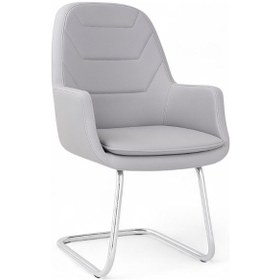 Resim Breda Krom Deri Misafir Koltuğu Bekleme Koltuğu Ofis Koltuğu Büro Koltuğu Gri 