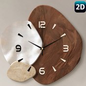 Resim 1 adet Soyut Sanat Düzensiz Sessiz Duvar Saati - Ultra-Sessiz Kuvars Hareketi, Tik Tak Ses Yok, Ahşap ve Metal Modern Tasarım Oturma Odası, Yatak Odası, Ofis, Mutfak, Kafe Dekoru için, 2D Düz 