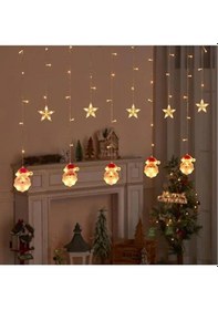Resim 5 Yıldız 5 Noel Baba Figürlü Sarkıt Led Işık 3 Metre Sarkıt Led Işık Sarı 