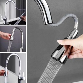 Resim MiraLive 3 Fonksiyonlu Metal Musluk Başlığı - Tazyikli, Sprey ve Düz Akış Modlu Su Tasarruf Aparatı 