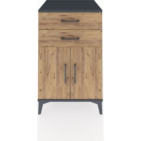 Resim Kronos Komodin Tek Raflı 2 Çekmeceli 2 Kapaklı 60X59X96 Antrasit-Çam 