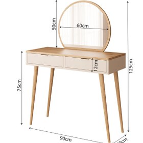Resim Bimossa A10 Lucy Çekmeceli Makyaj Masası - Meşe - Kumtaşı 