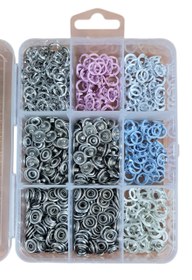 Resim 200 set Kutulu Renkli Bebe Gömlek Çıtçıt. (9,5mm Delikli Çıtçıt) 