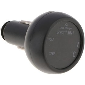 Resim Trendooze Voltmetre Termometre Suntek Oto Led Dijital Arada Araba 3'ü 1 Vl 