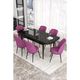 Resim Canisa Concept Kor Serisi 70X114 Açılabilir Siyah Mermer Mutfak Masa Takımı 