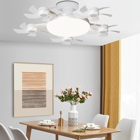 Resim 5 Fanlı Yeni Yaratıcı E27 Vidalı Bağlantılı Fan Işığı. 3 Hız Ayarlı Uzaktan Kumandalı Kontrol, Güçlü Rüzgar Gücü ve Ayarlanabilir LED Aydınlatma ile Ev Havalandırması ve Aydınlatma için Mükemmel 