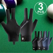 Resim 3'lü Paket Bilye Sopa Eldiveni, Cinsiyet Farkı Gözetmeksizin Üç Parmaklı Snooker Havuz Eldiveni, Esnek Nefes Alabilen Kumaş, Kaymaz Avuç Ped, Elde Yıkanabilir, saç tokası ve Döngü Kapanışı - Sol veya Sağ El İçin 