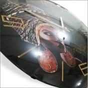Resim M3 Decorium Zenci Esmer Küpeli Sarıklı Kadın Kız Başı Resimli 35 cm Bombe Camlı Salon Ev Ofis Okul Duvar Saati 