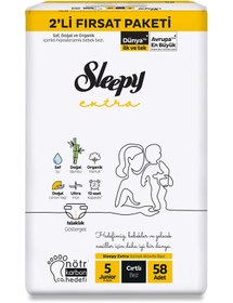 Resim Sleepy Extra Günlük Aktivite Fırsat Paketi Bebek Bezi 5 Junior Numara 58 Adet - Standart / Standart 
