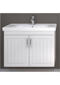 Resim Turkuaz Seramik Frame Etajerli Lavabo 80 x 45 CM Ve Lotus 80 Alt Modülü 