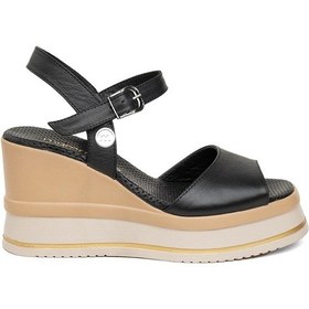 Resim Mammamia D24ys-1495 Kadın Dolgu Topuk Sandalet Siyah-siyah Siyah 