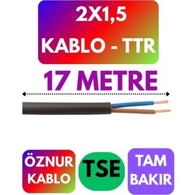 Resim Öznur 2x1,5 Ttr Kablo Siyah Metre Seçenekli - 17 Metre 