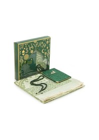 Resim Özel Kutusunda Hediyelik Çeyizlik Seccade Seti Yeşil 