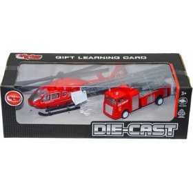 Resim Vardem XFD1079 Kutulu Çek Bırak Die-Cast Itfaiye ve Helikopter - Vardem Oyuncak 