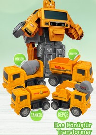 Resim Smartfox Robota Dönüşebilen Çek Bırak Oyuncak Iş Makineleri / Inşaat Araçları 4 Adet 