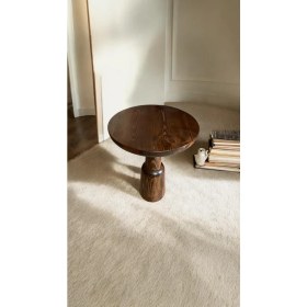 Resim Wood Wooden Ahşap Tekli Ürgüp Mantar Yan Sehpa Modern Ceviz Renk Fiskos 