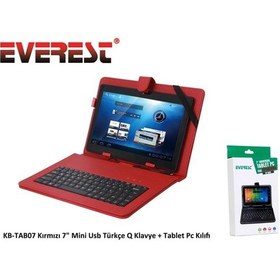 Resim Everest Kb-tab07 Kırmızı 7 Mini Usb Türkçe Q Klavye + Kılıf 