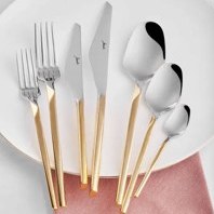 Resim Jumbo 5100 Quartz Altın 84 Parça 12 Kişilik Çatal Kaşık Bıçak Seti 