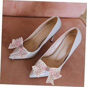 Resim STOBOK 2 Adet fiyonk ayakkabı çiçeği ayakkabı yay gelin düğün ayakkabıları ayakkabı yay takılar ayakkabı DIY aksesuar kristal Aksesuarlar gelin ayakkabıları papyon Düğün ayakkabısı 