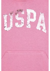 Resim U.S. Polo Assn. Kız Çocuk Pembe Payet İşlemeli Kapüşonlu Basic Sweatshirt 50314312-VR167 