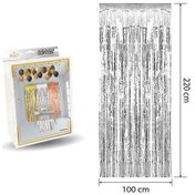 Resim Metalize Arka Fon Kapı Perdesi Gümüş 100x200 cm 
