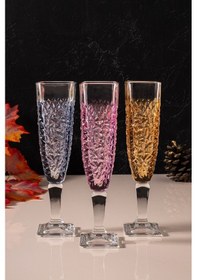 Resim Çarşıdayız 3 Renk 6'lı Cam Kahve Yanı Su Bardağı Seti 130 Cc Ayaklı Bardak 3 Renk 