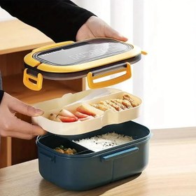 Resim Jouis Beslenme Kutusu 1200 ml 2 Katlı 6 Bölmeli BPA'sız PP Plastik Sefer Tası ve Beslenme Çantası - Lunch Box, ÇATAL KAŞIK ve BIÇAK Dahil Okul Beslenme (Beyaz) 