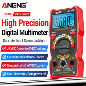 Resim ANENG SZ309 Gerçek RMS Dijital Multimetre - Yüksek Hassasiyetli AC/DC Voltaj Akım Direnç Kapasitör Frekans Test Cihazı, Arka Aydınlatmalı Ekran, Otomatik Kapanma, Elektrisyenler için Kompakt ve Hafif Tasarım, Endüstriyel Kullanım (Pil Dahil Değildir) | Elektrikçi Aleti | Kolay Okunabilir Butonlar 