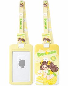 Resim synshop Kawai Sarı Kız Anime Yoyo İpli Yaka Kartı Boyun Askılı Kimlik Kartı Kılıfı Öğrenci Okul Kartlık 